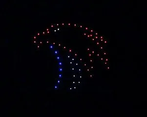Eagle formation flown by 100 drones in the Dazzle package